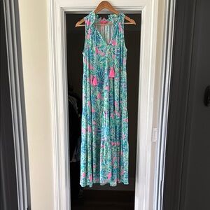 Tropical Sleeveless Maxi Dress